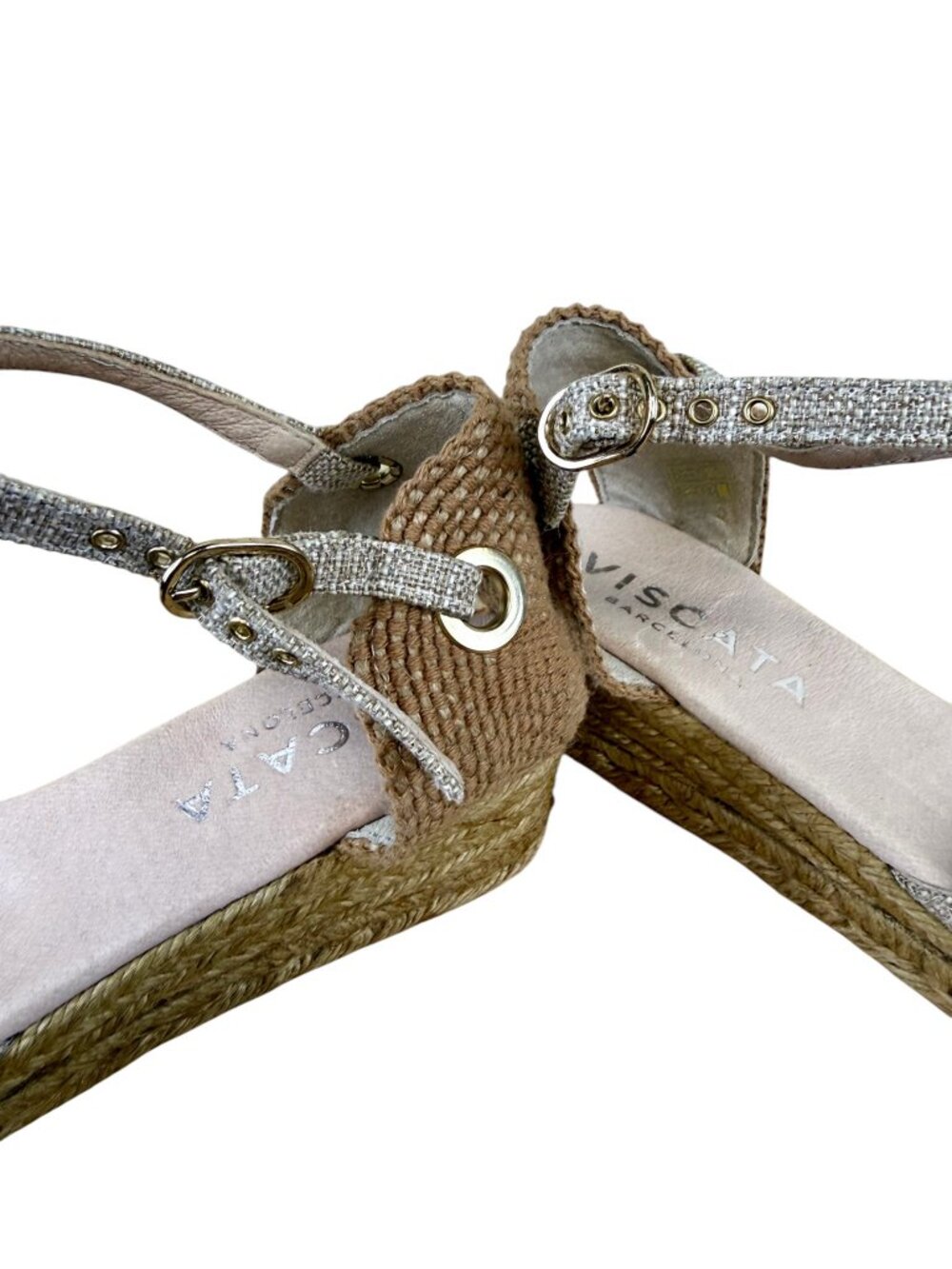 Viscata Espadrille Wedge Platform Low Heel Beige Gold (40) - Picture 9 of 11